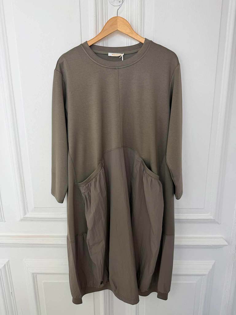 Malissa J Curved Waist Pocket Dress - Latte - Image 3