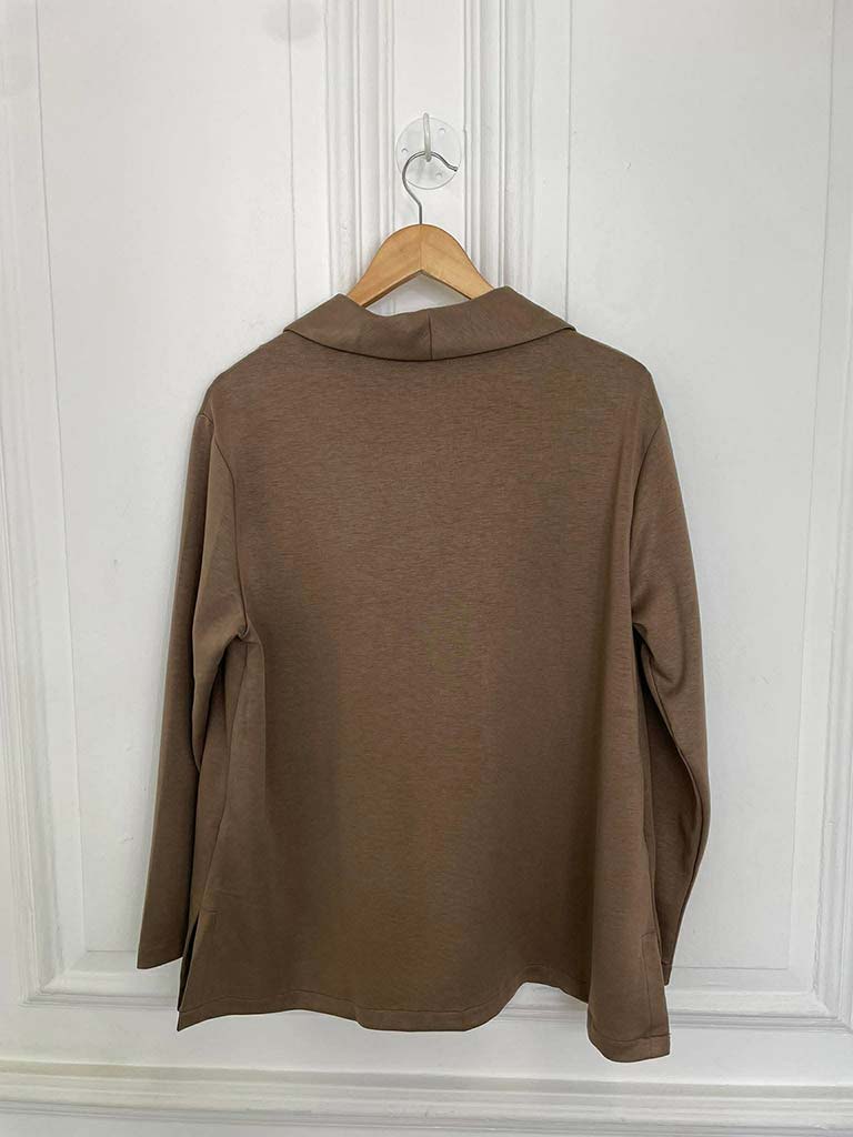 Malissa J Jersey Split Side Blazer - Coffee - Image 5