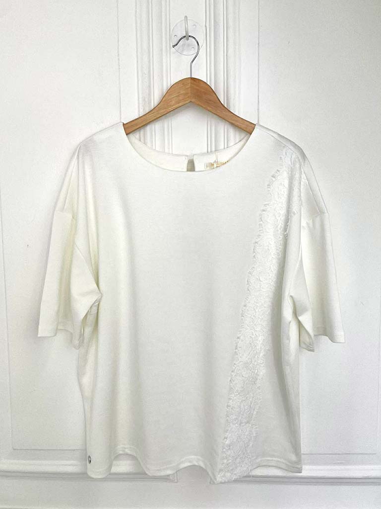 Malissa J Lace Trim Top - Warm White - Image 3