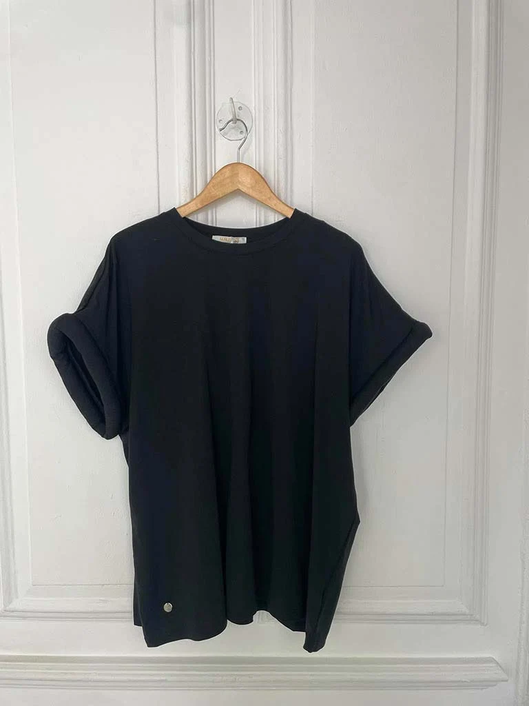 Malissa J Padded Sleeve Tee - Black - Image 3