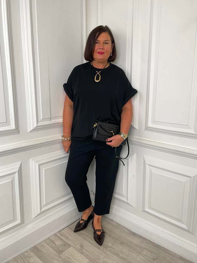 Malissa J Padded Sleeve Tee - Black - Image 6