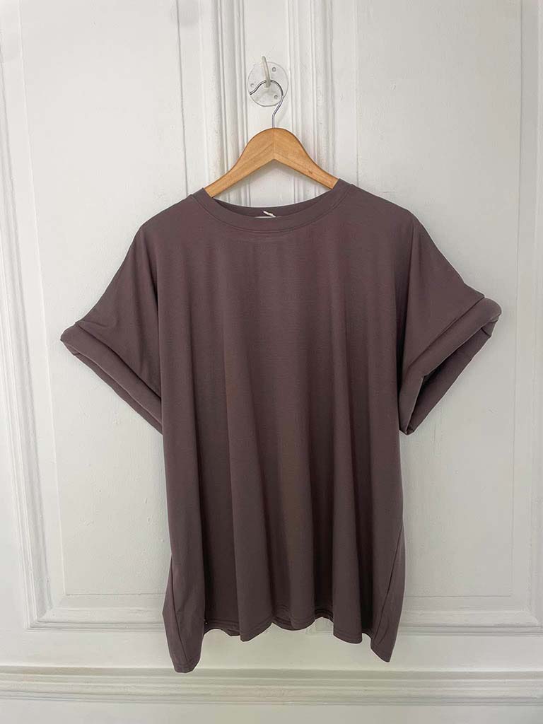 Malissa J Padded Sleeve Tee - Mushroom - Image 4