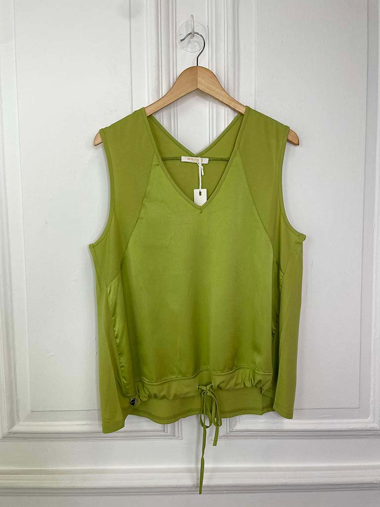 Malissa J Silk Feel Drawstring Vest - Lime - Image 2