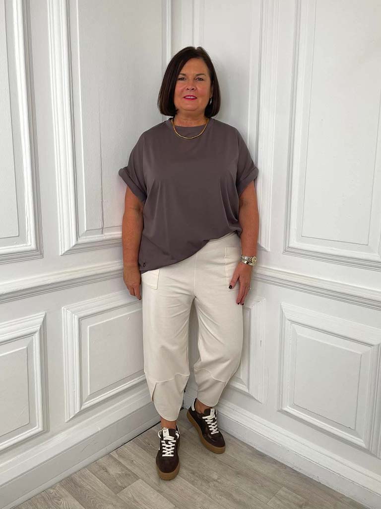 Malissa J Tulip Hem Trousers - Stone