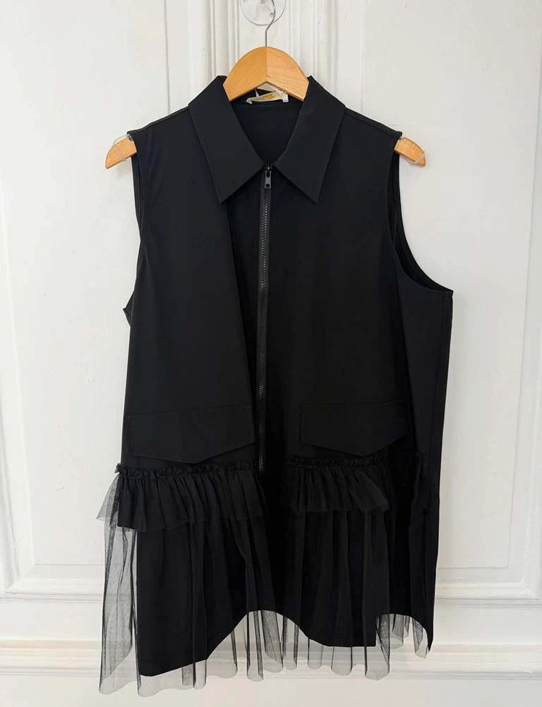 Malissa J Zipped Tulle Ruffle Waistcoat - Image 4