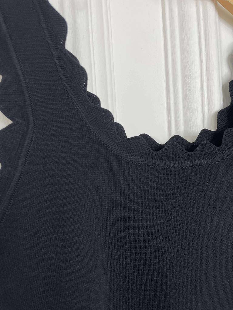 Scalloped Edge Vest - Black - Image 5