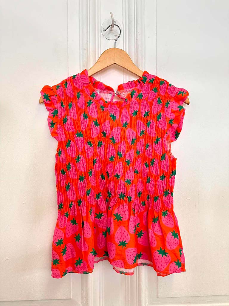 Shirred Frill Strawberry Top - Image 3