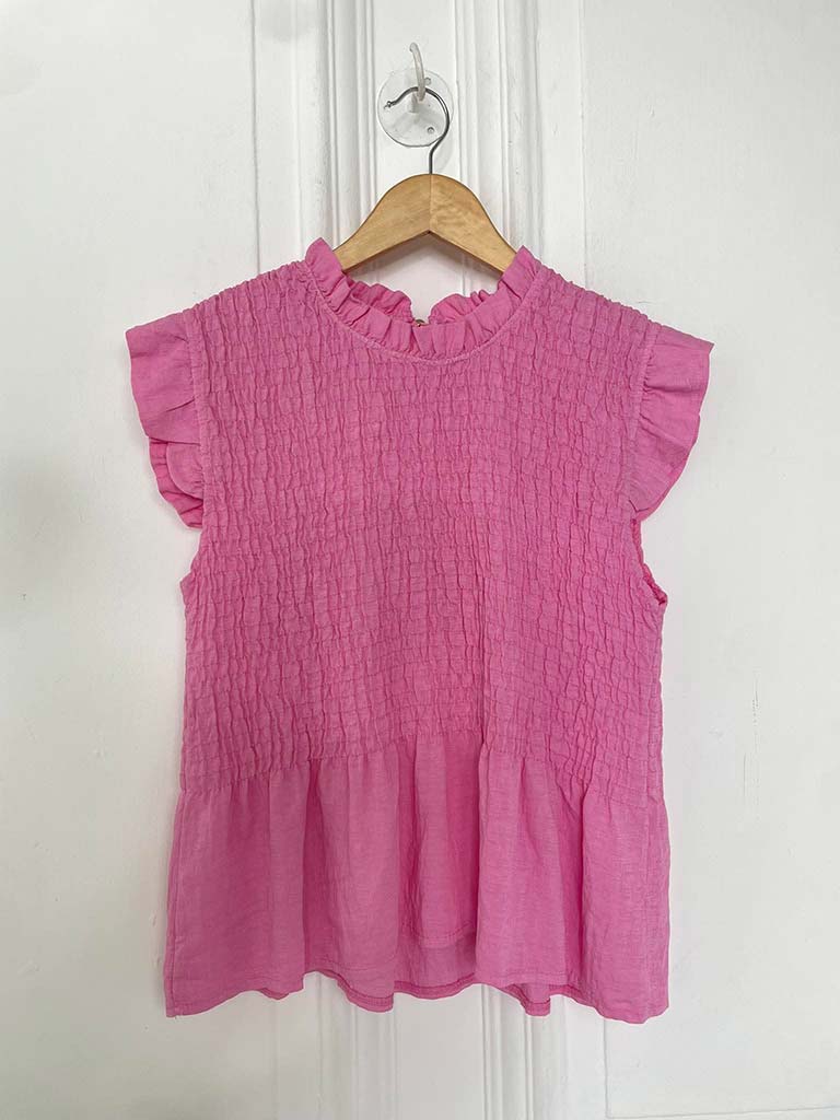 Shirred Frill Top - Bubblegum - Image 3