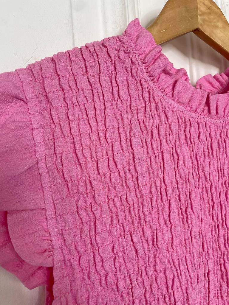 Shirred Frill Top - Bubblegum - Image 4