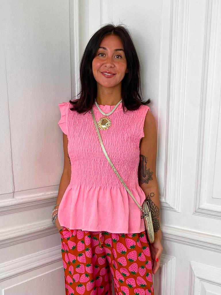 Shirred Frill Top - Sugar