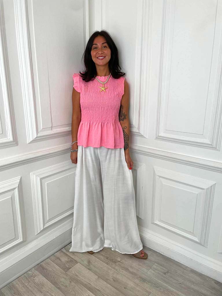 Shirred Frill Top - Sugar - Image 6