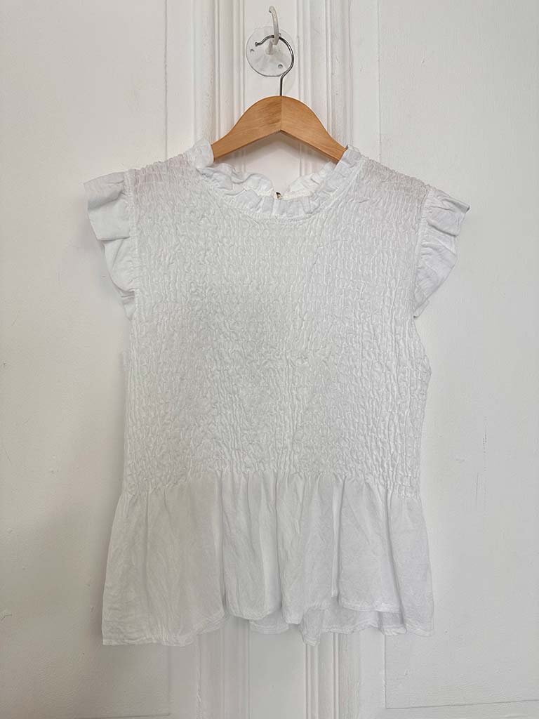 Shirred Frill Top - White - Image 4