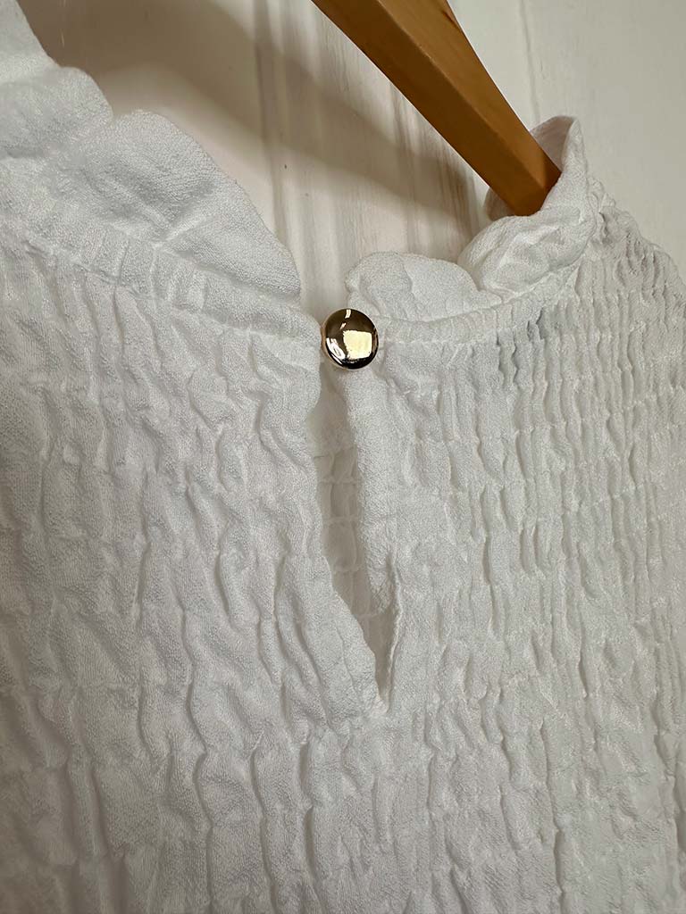 Shirred Frill Top - White - Image 5
