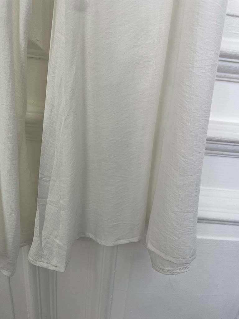 Shirred Wide Leg Trousers - White - Image 4