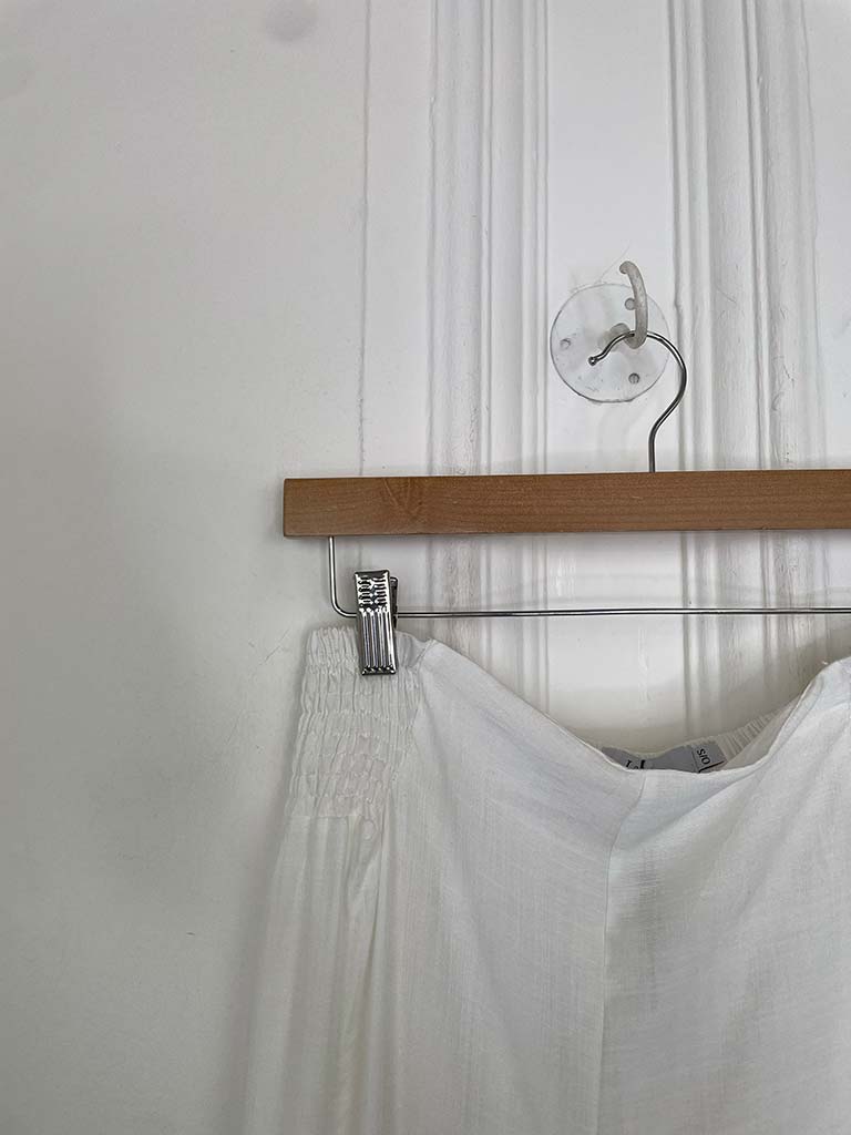 Shirred Wide Leg Trousers - White - Image 5