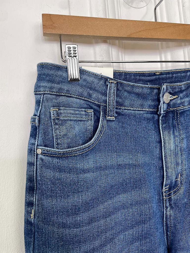 Straight Leg Jeans - Mid Blue - Image 3