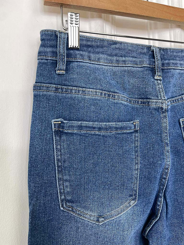 Straight Leg Jeans - Mid Blue - Image 5