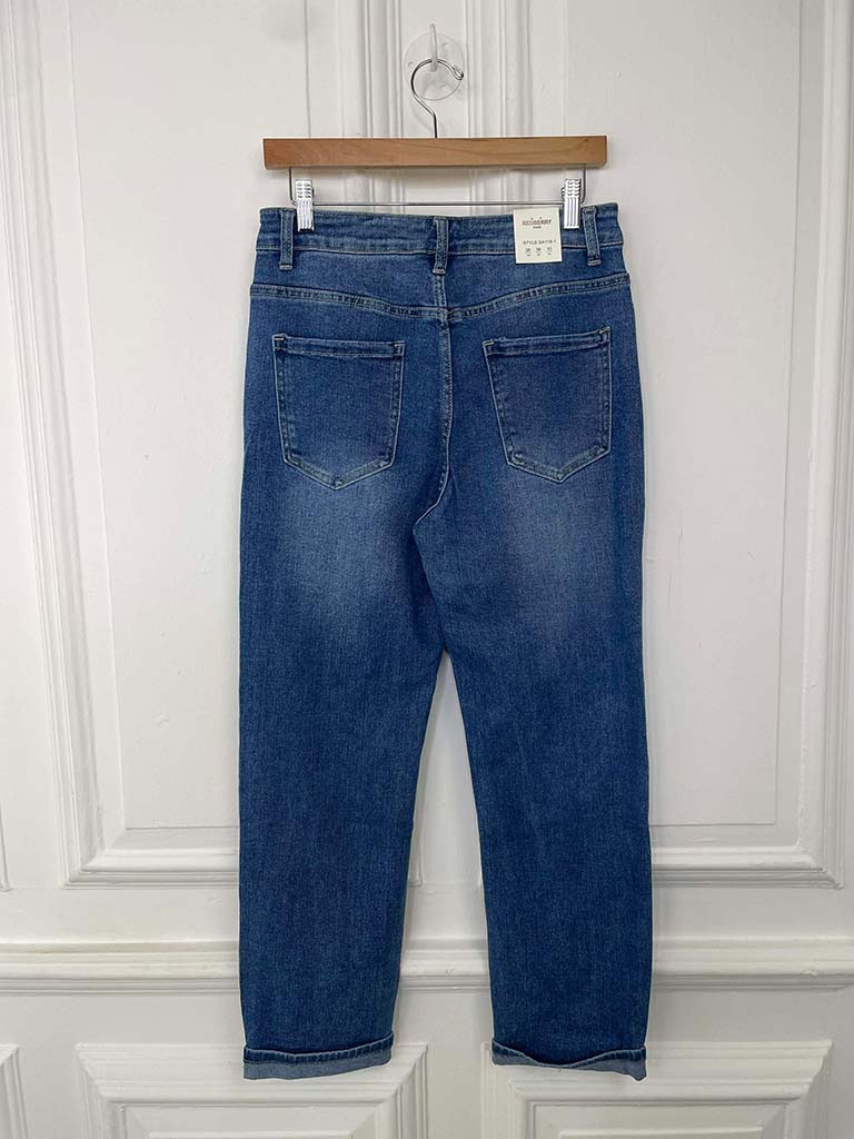 Straight Leg Jeans - Mid Blue - Image 6