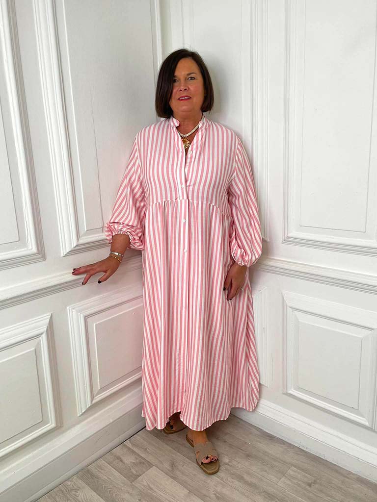 Striped Maxi Dress - Flamingo - Image 6