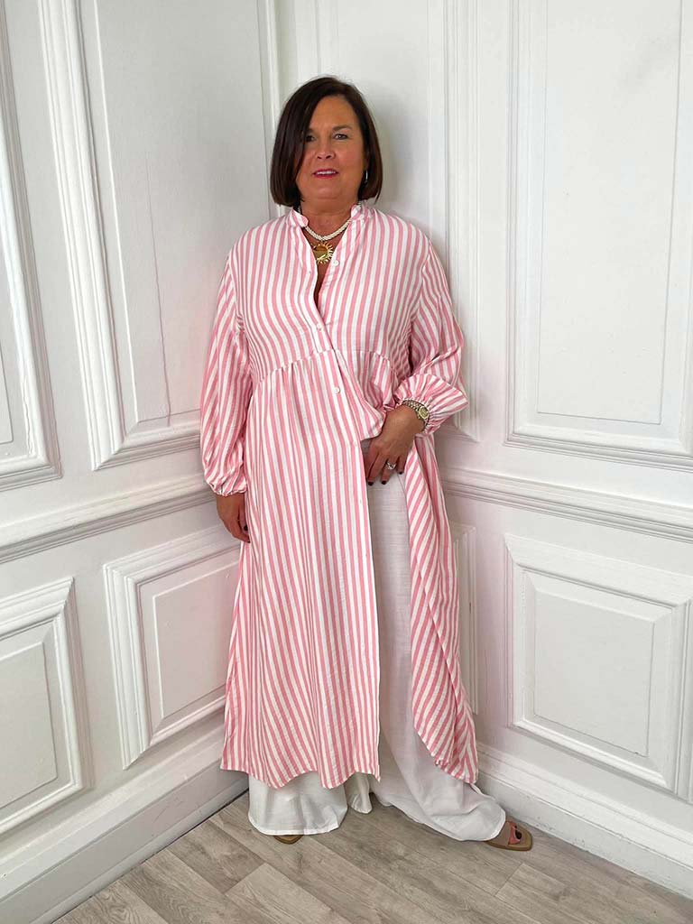 Striped Maxi Dress - Flamingo - Image 7