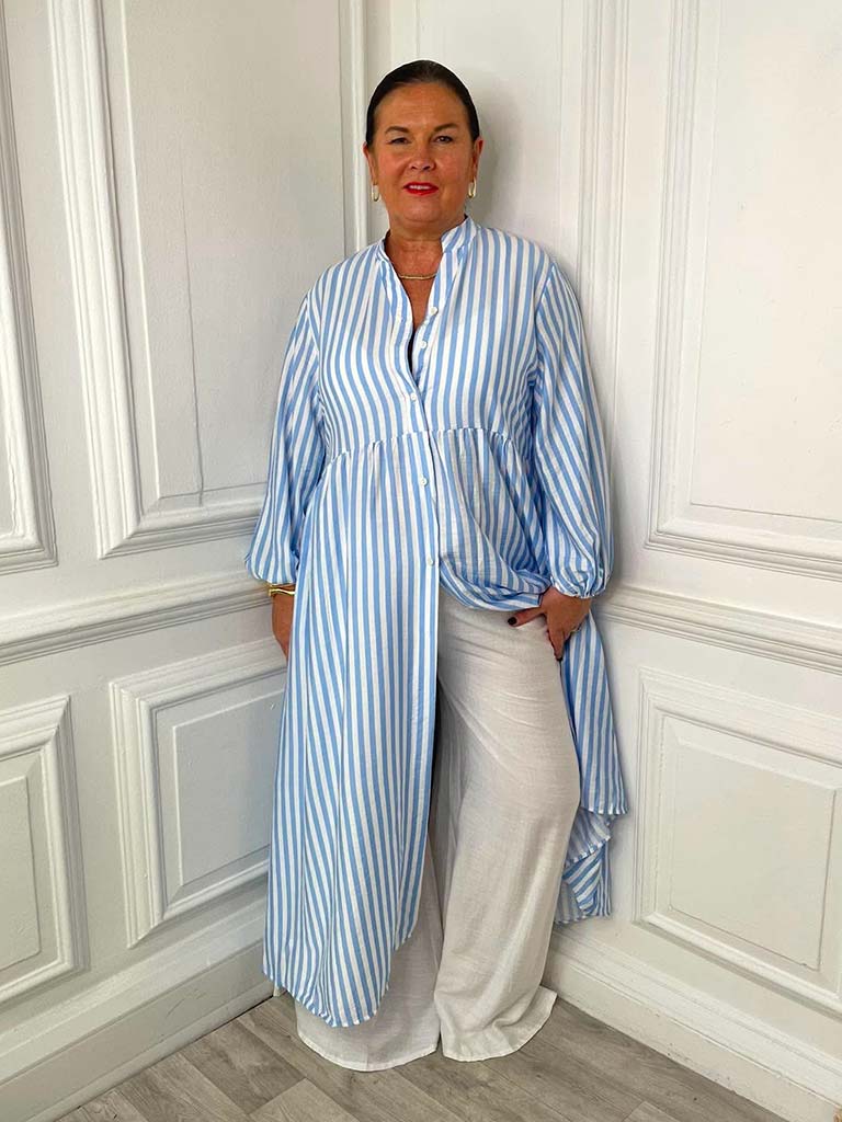Striped Maxi Dress - Sky Blue - Image 3