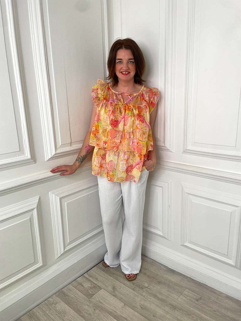 Summertime Blooms Layered Top - Peach - Image 2