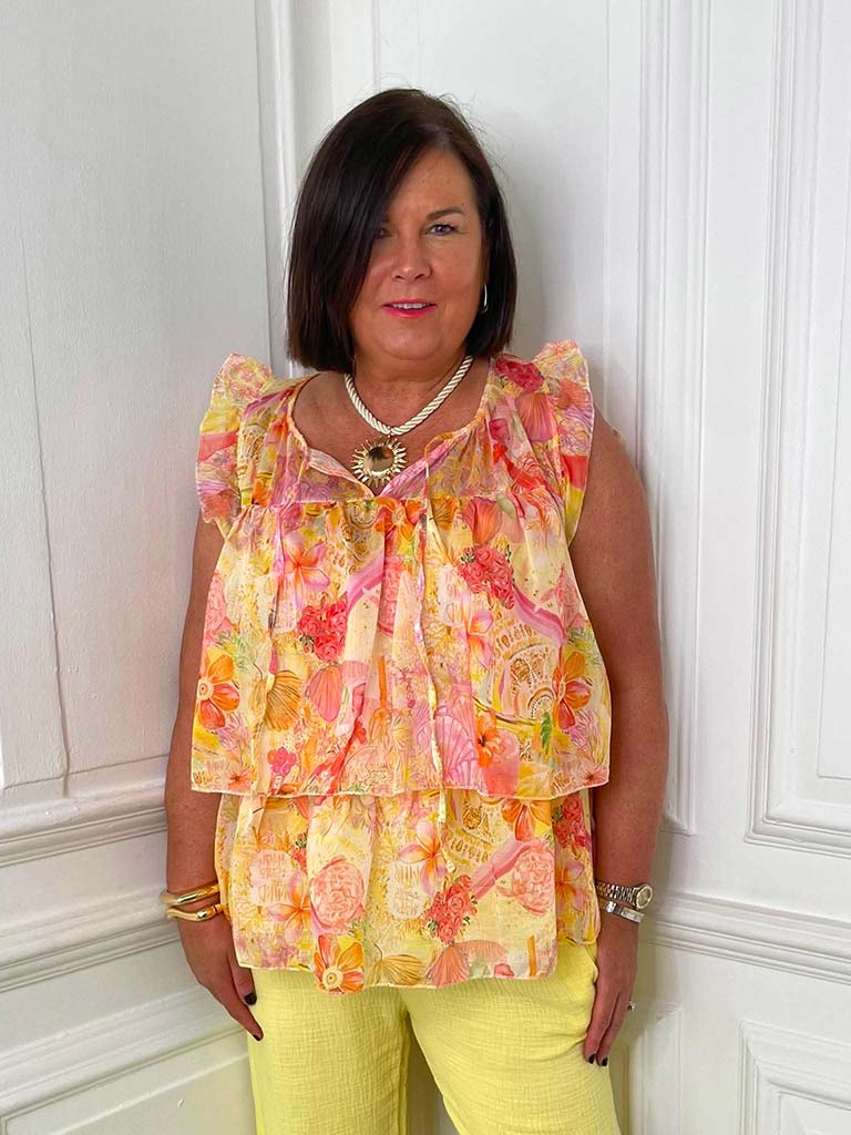 Summertime Blooms Layered Top - Peach - Image 3