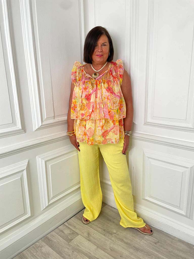 Summertime Blooms Layered Top - Peach - Image 4