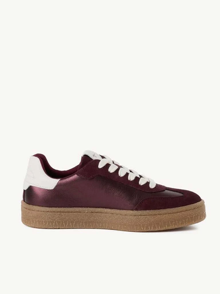 Tamaris Leather Trainers - Bordeaux Metallic - Image 5