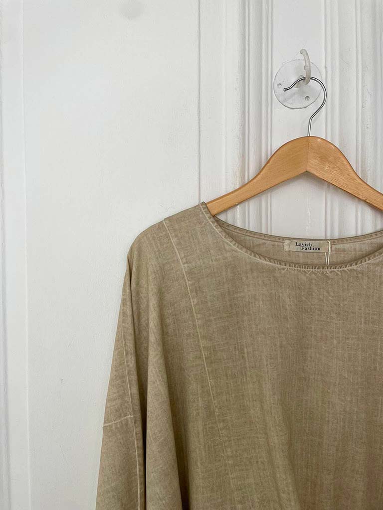 Tie Front Relaxed Top - Sand - Image 4