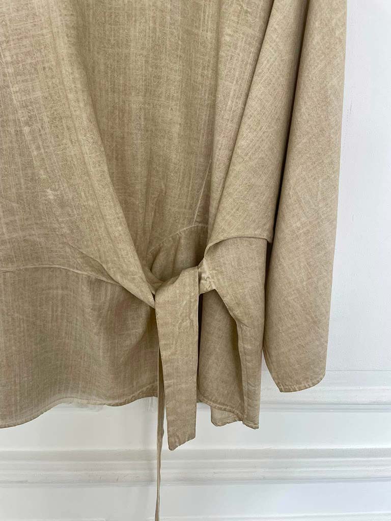 Tie Front Relaxed Top - Sand - Image 5