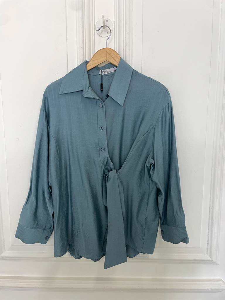 Tie Wrap Shirt - Airforce Blue - Image 3