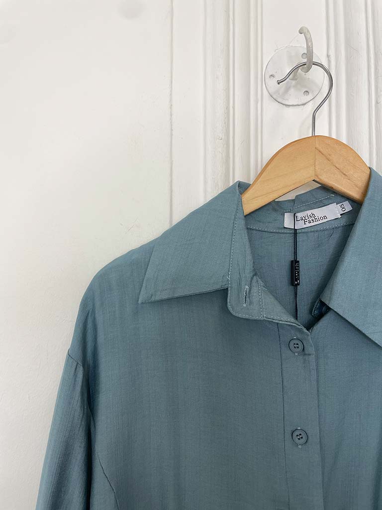 Tie Wrap Shirt - Airforce Blue - Image 5