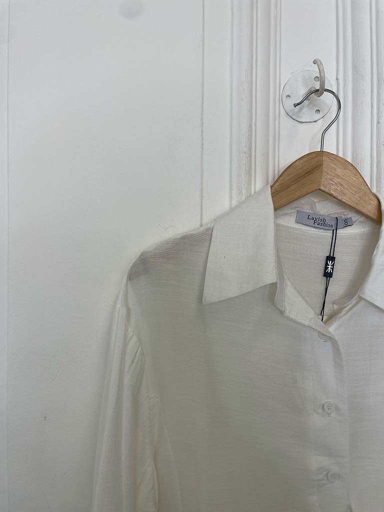 Tie Wrap Shirt - White - Image 4