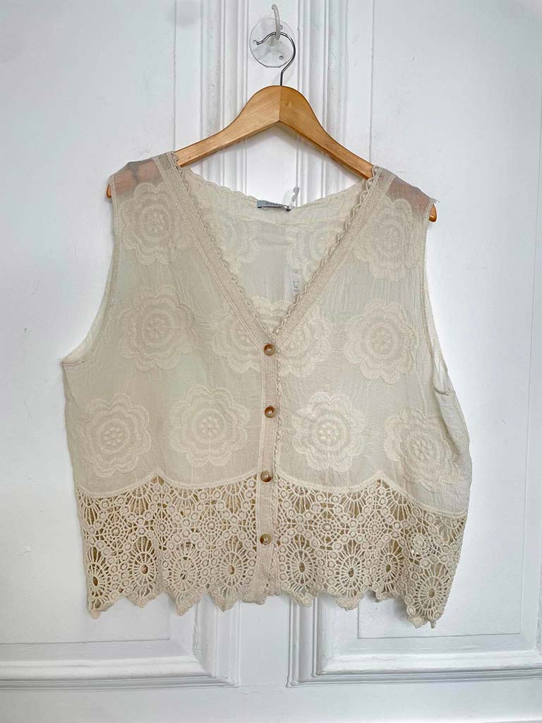Vintage Crochet Waistcoat - Parchment - Image 4