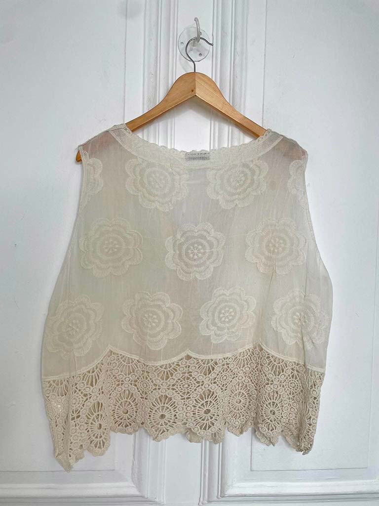 Vintage Crochet Waistcoat - Parchment - Image 7