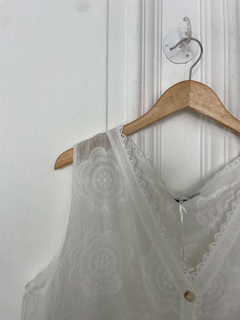 Vintage Crochet Waistcoat - White - Image 8