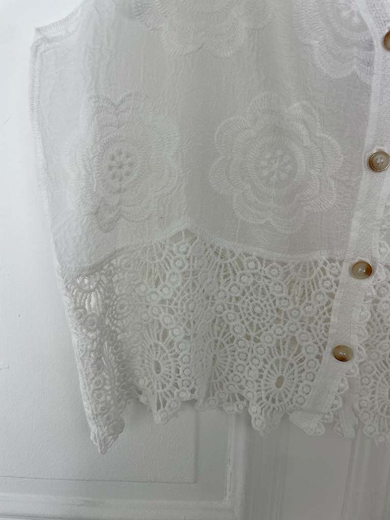 Vintage Crochet Waistcoat - White - Image 9