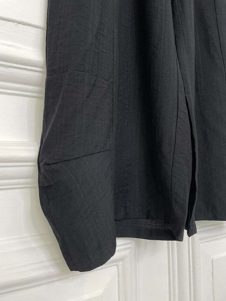 Wide Curved Hem Trousers - Black - Image 4