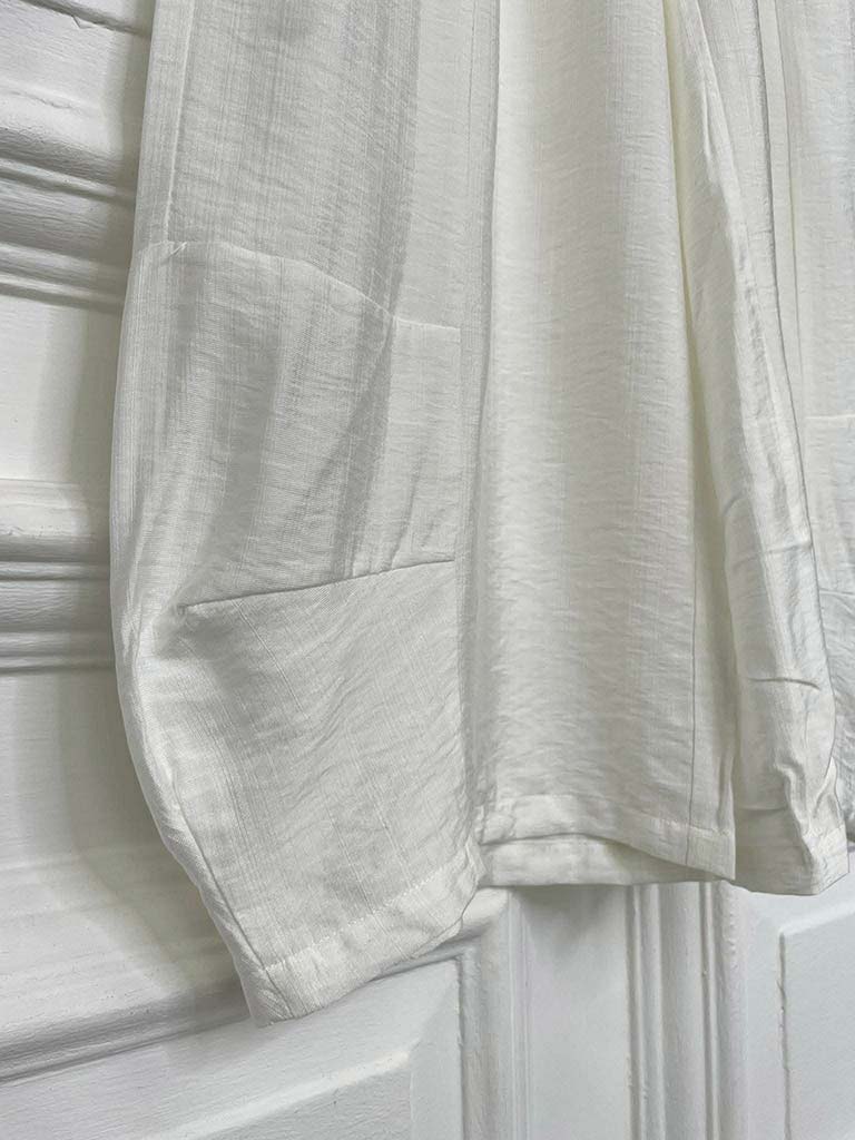 Wide Curved Hem Trousers - White - Image 5