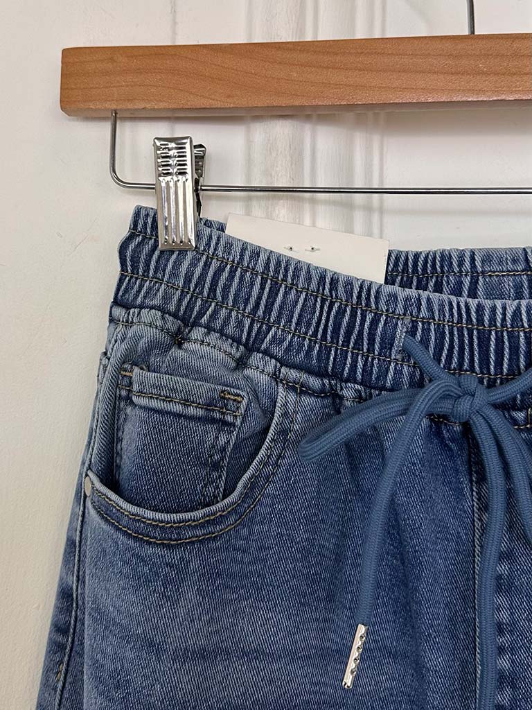 Wide Leg Jogger Jeans - Mid Blue - Image 3