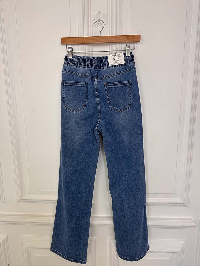 Wide Leg Jogger Jeans - Mid Blue - Image 4